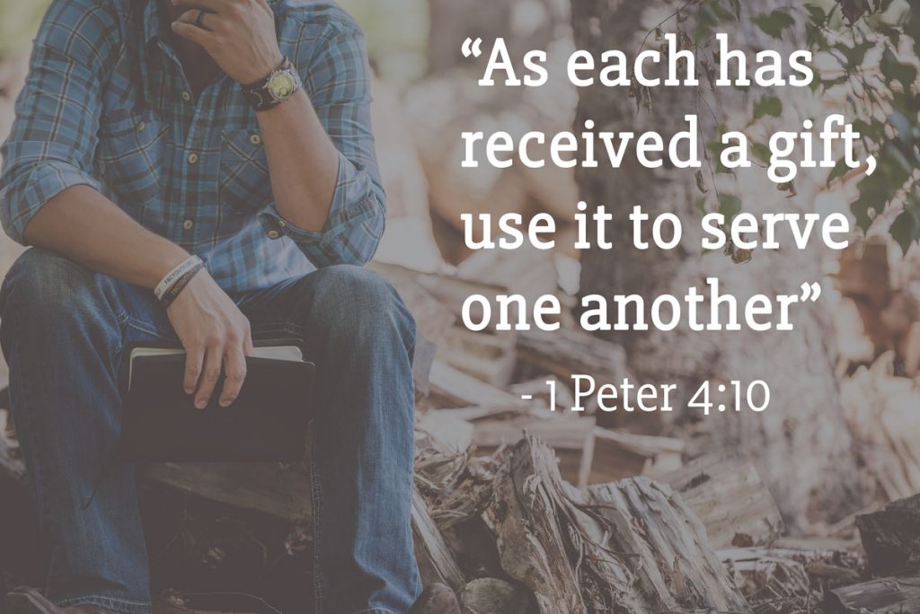 Picture quote of 1 Peter 4:10, "As each has received a gift, use it to serve one another."