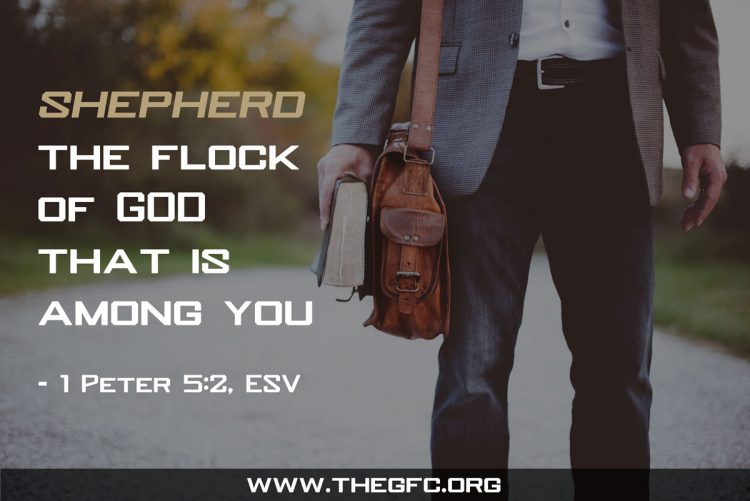 Picture quote of 1 Peter 5:2, "Shepherd the flock of God that is among you."